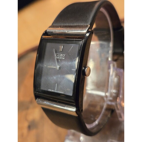 Citizen Eco Drive Watch Men's B023-S036577 Black Leather Strap Working - Picture 6 of 10